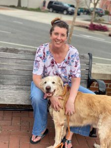 Dog and owner at the dog park in Goldsboro North Carolina