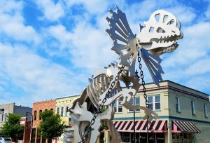 Dinosaur statue in downtown Goldsboro North Carolina